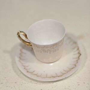 Limoges France Demitasse Cup & Saucer Hand Painted Gold c.1900